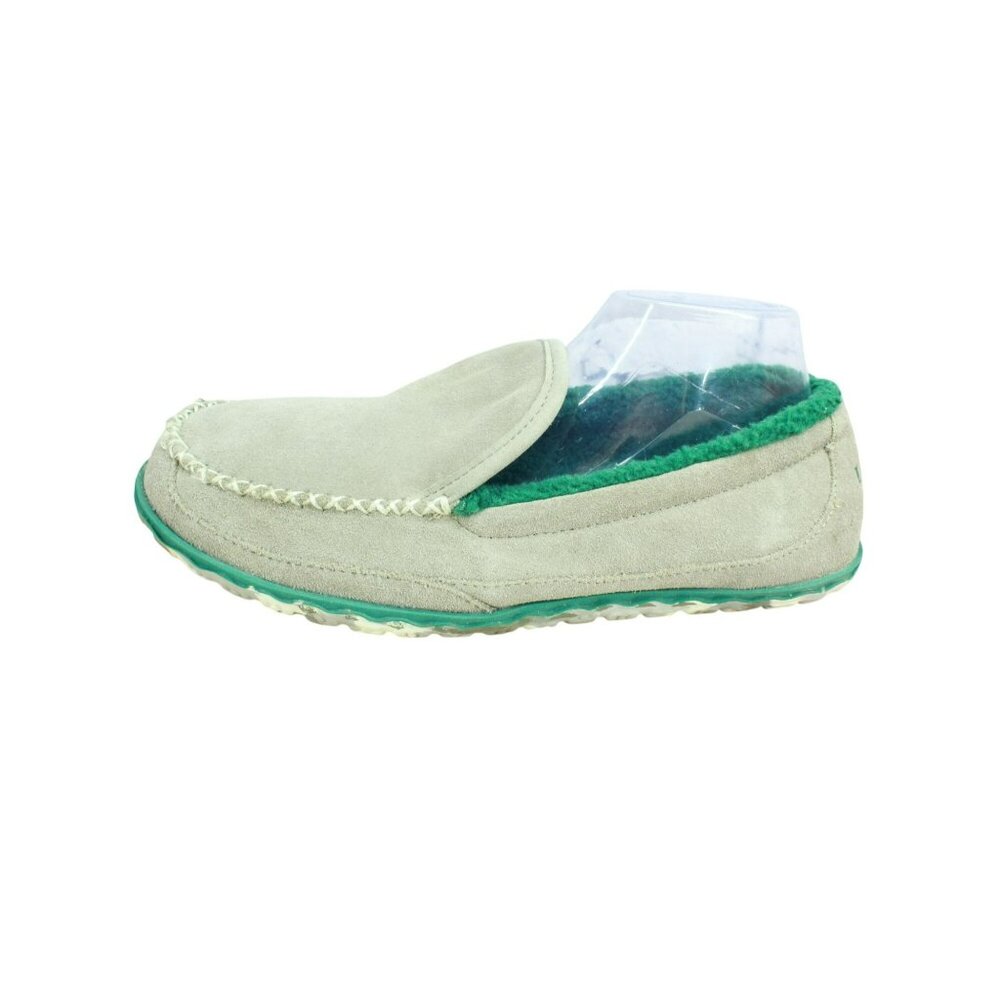 LL Bean Gray Suede Fleece Lined Non-Slip Mountain Moccasin Slippers Size 9 M